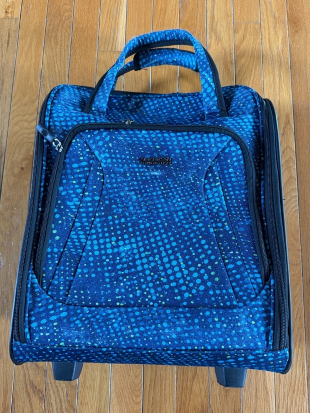 American Tourister Avatar Underseater Suitcase Luggage Tote Teal Dot pattern